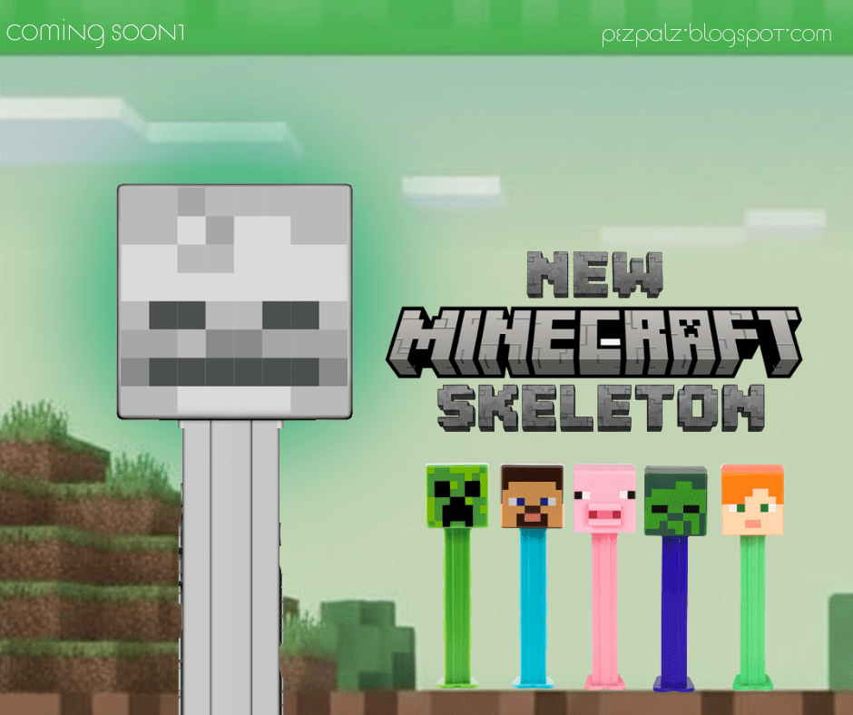 Minecraft PEZ Skeleton & Full Pictorial Guide Minecraft PEZ Collection, new Skeleton PEZ dispenser