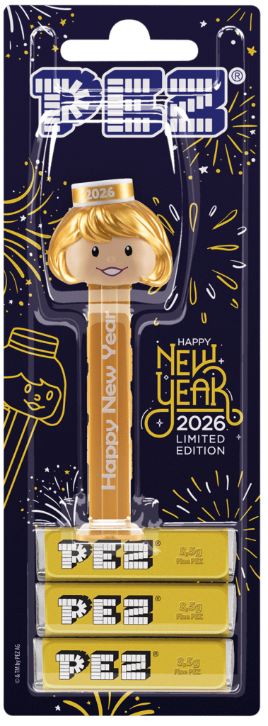 2026 Limited Edition Golden PEZ Presenter Girl pez new year golden girl blister karte