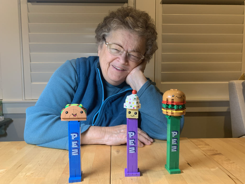 mom with pez blocks