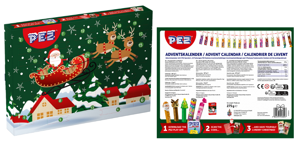 Surprise: The 2025 PEZ Advent Calendar 2025 Has Arrived! advent 2025 front:back