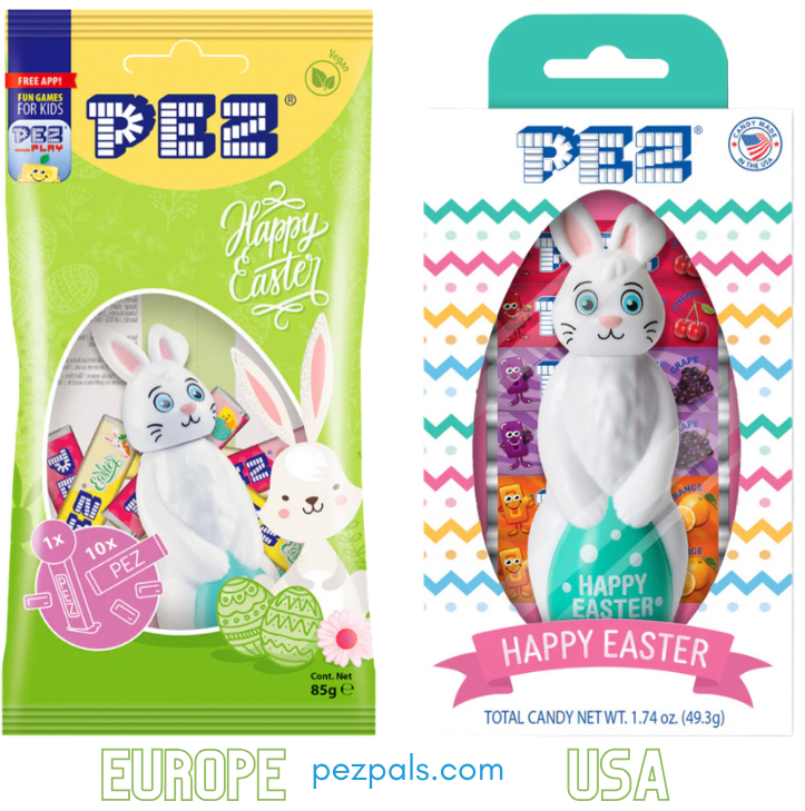 Full-Body Easter Bunny PEZ Arrives in Europe! 2025 full body easter pez bunny packaging variation
