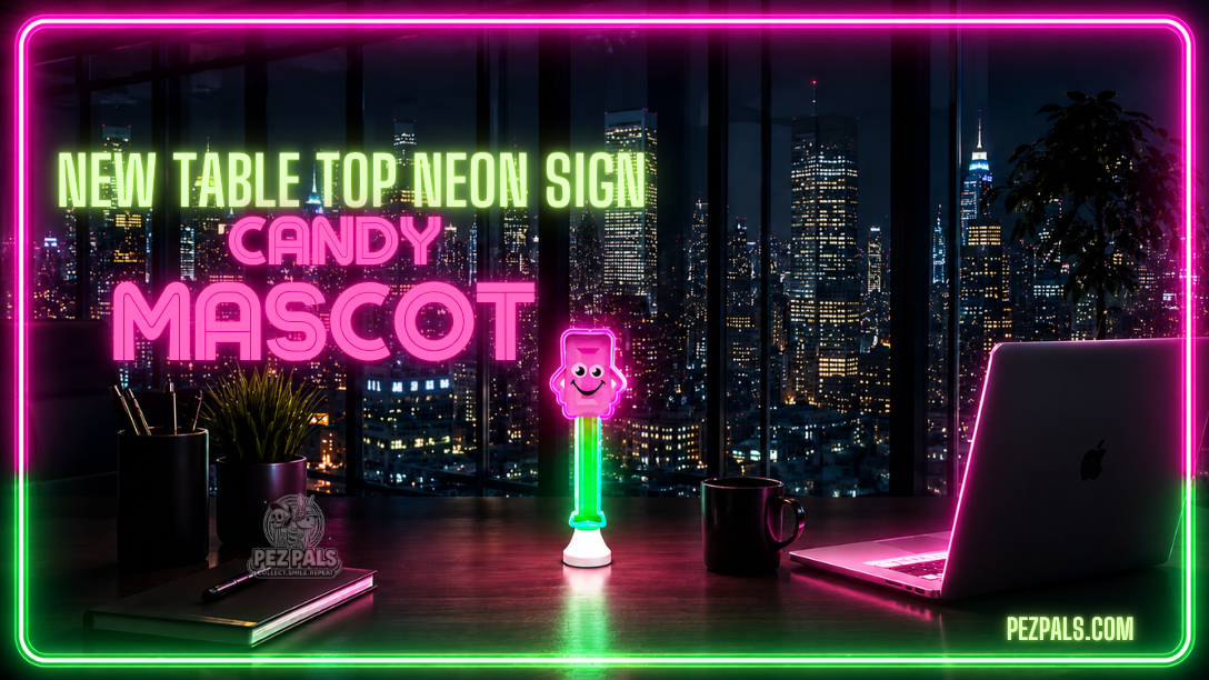 Home 2026 pez table top neon candy mascot