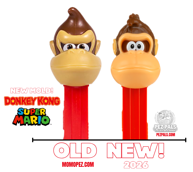 New Donkey Kong PEZ Mold Joins Mario Series 2026 donkey kong pez old vs new