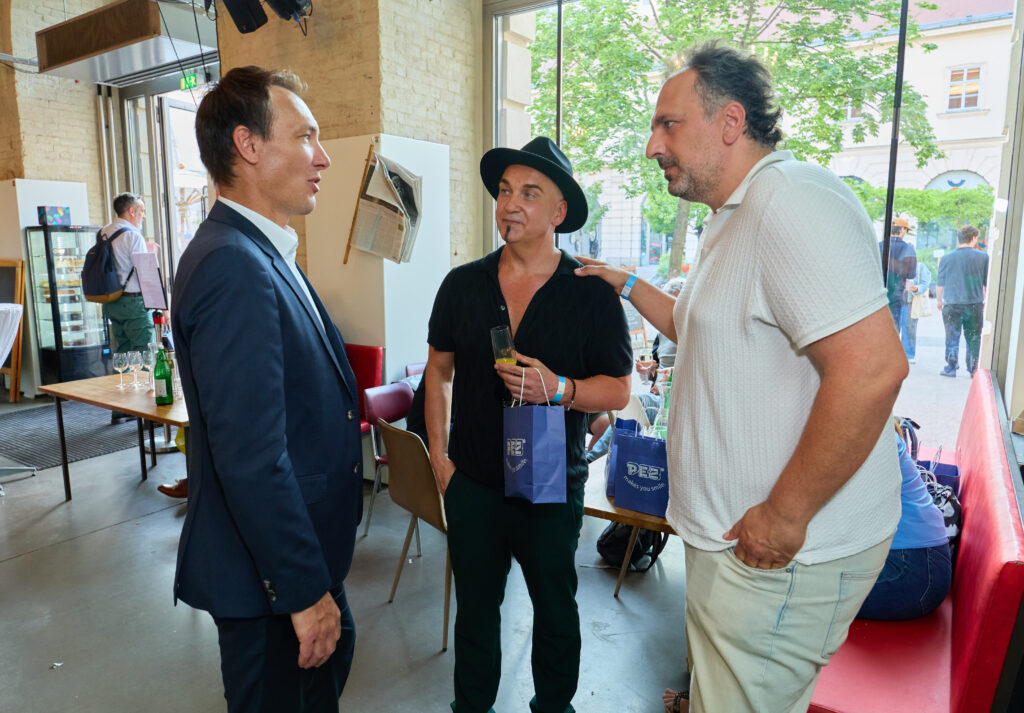 I Attended the World Premiere of the First-Ever PEZ Arts Edition! Left: Bernhard Rehrl, Managing Director of the PEZ brand, PEZ Ghosty & Yasin Ă–