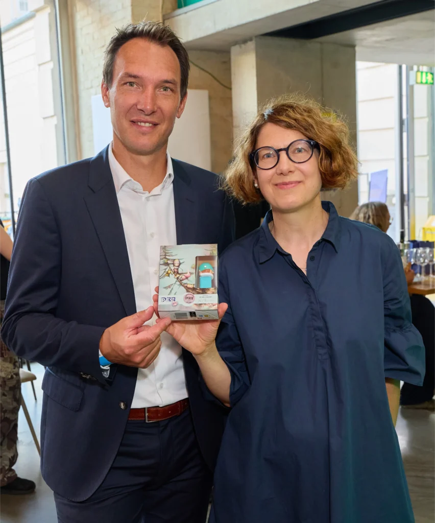 I Attended the World Premiere of the First-Ever PEZ Arts Edition! pez managing dir bernhard rehrl productmanager gerhild kastelliz with pez arts