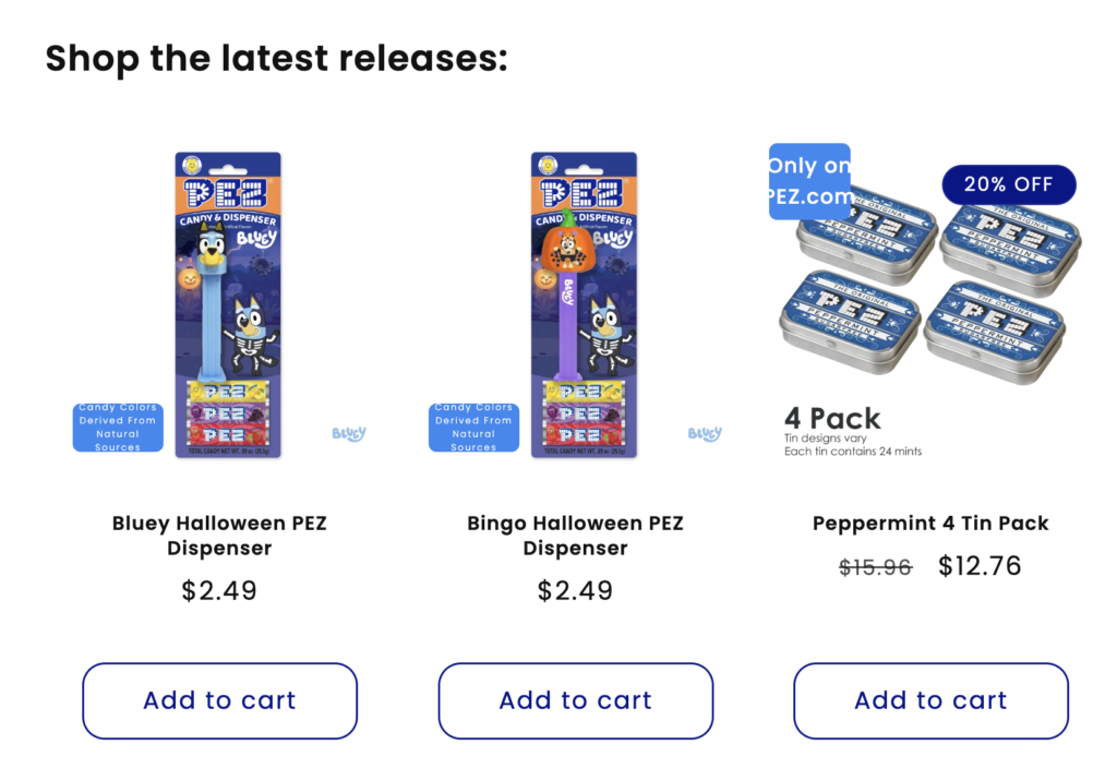 pez.com Bluey, and Bingo Halloween 