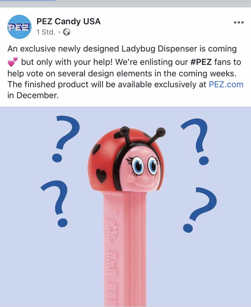 A New Ladybug PEZ Is Coming — And Fans Can Help! fb pez candy lady bug post