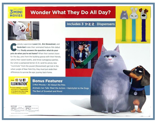 Exclusive PEZ Secret Life of Pets DVD Gift Set! PEZ Pets DVD Back